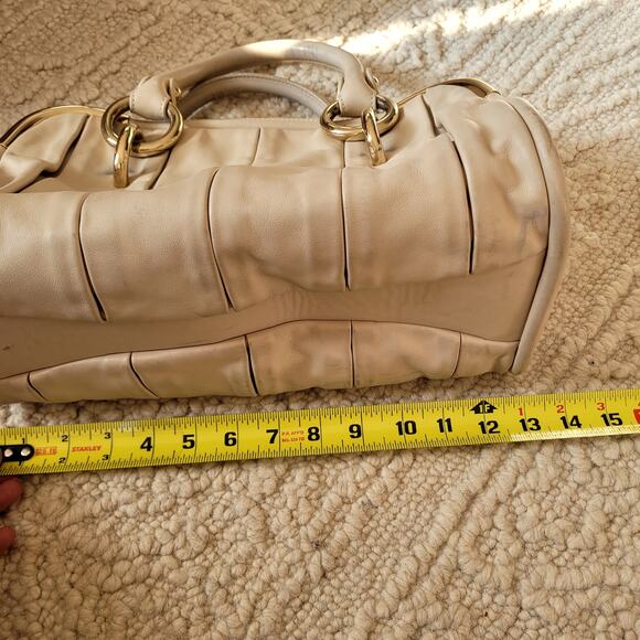Bally Leather Top Handle Bag Cream Leather Purse - Picture 6 of 10